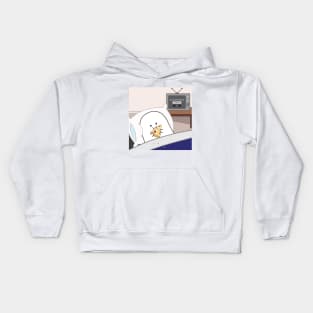 Gordie the Ghost (pizza in bed) | by queenie's cards Kids Hoodie